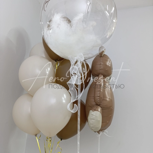 Набор шаров на выписку мальчику с медвежонком 